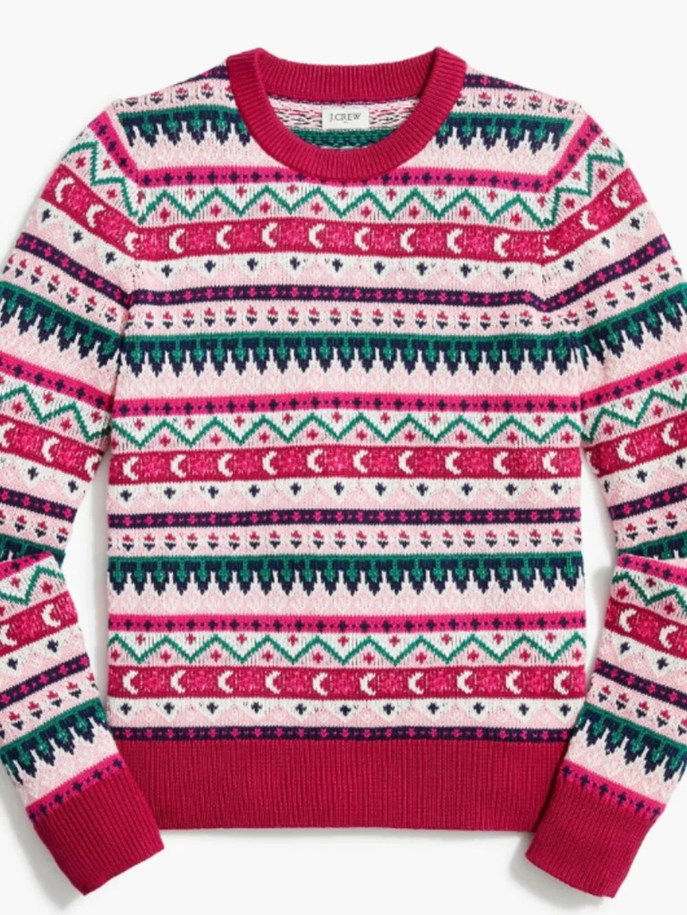J. Crew Fair Isle Cotton Sweater Crew Neck Cabincore Fall Winter Preppy Sz Small